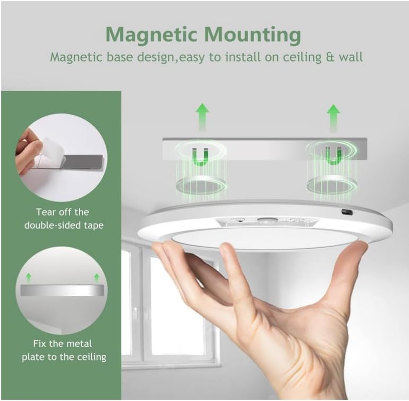 Rechargeable motion-sensor ceiling light with remote, view 8