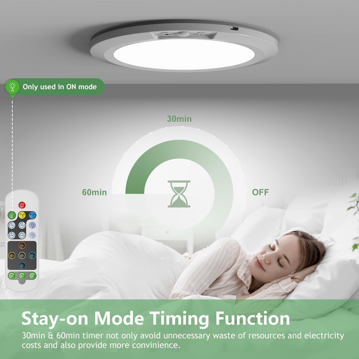 Rechargeable motion-sensor ceiling light with remote, view 6