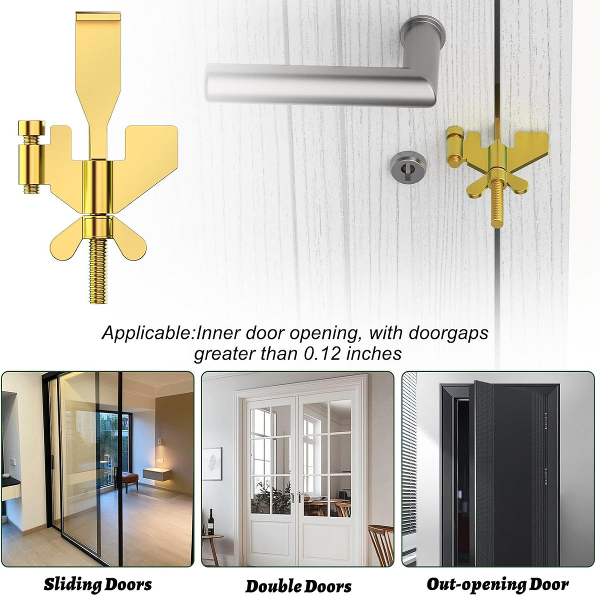 1 PCS Gold Portable Door Lock,Heavy-Duty Portable Door Lock for Home, Travel, Hotels, Apartments