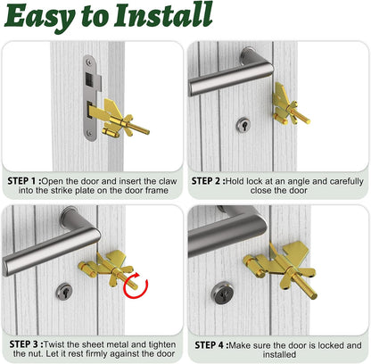 1 PCS Gold Portable Door Lock,Heavy-Duty Portable Door Lock for Home, Travel, Hotels, Apartments